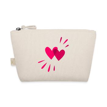 Two hearts to match Valentine's Day - Organic Pouch - nature - Front