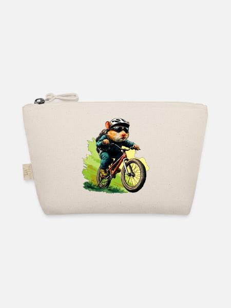 Hamster Mountain Bike / Biker Hamster - Organic Pouch - nature