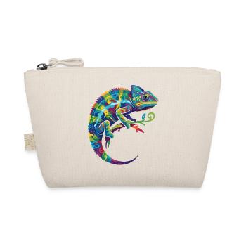 Colorful chameleon sitting on branch motif - Organic Pouch - nature - Front
