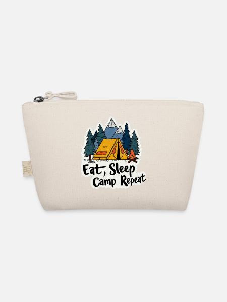 Camping Spruch Eat Sleep Camp Repeat Camper Outdoo - Bio-Täschchen - Natur