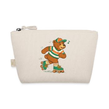Retro Bear on Roller Skates - Organic Pouch - nature - Front