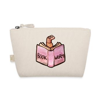 Bookworm Reader: Pink Open Book - Organic Pouch - nature - Front