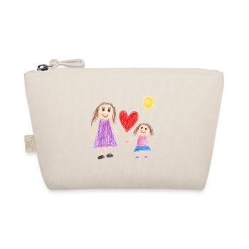 Mom and Daughter - Child's Heart Drawing - Organic Pouch - nature - Front
