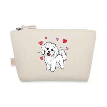 Malteser_Hund_stehend_Herz_weiss - Bio-Täschchen - Natur - Vorne