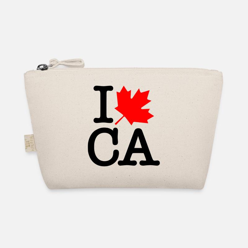 Very Polite Red Black I Love Canada Maple Leaf Organic Pouch