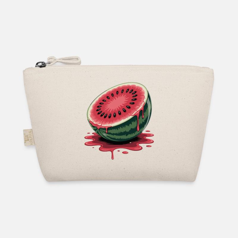  Saftige Halbierte Wassermelone Mit Tropfendem Bio-Täschchen