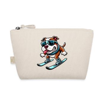 Hund Bulldogge Snowboard Wintersport Anfänger - Bio-Täschchen - Natur - Vorne
