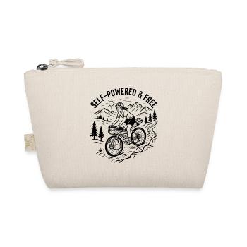 Bikepacking Woman Linocut Kunstdruck - Bio-Täschchen - Natur - Vorne