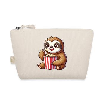 Faultier Popcorn Kino Filme Lustig Niedlich Cool - Bio-Täschchen - Natur - Vorne