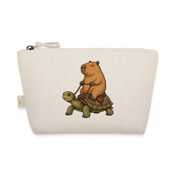 Capybara reitet Schildkröte Cartoon - Bio-Täschchen - Natur - Vorne