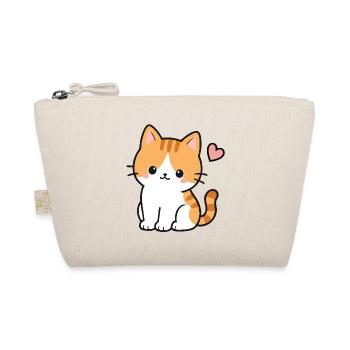 Cute Kawaii Kitten With Pink Heart - Organic Pouch - nature - Front
