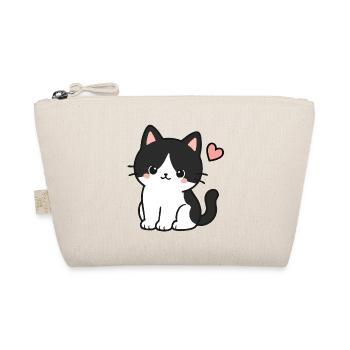 Cute Black Cat With Heart - Organic Pouch - nature - Front