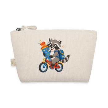 Raton laveur avec cône d’école sur vélo - Trousse biologique - nature - Devant