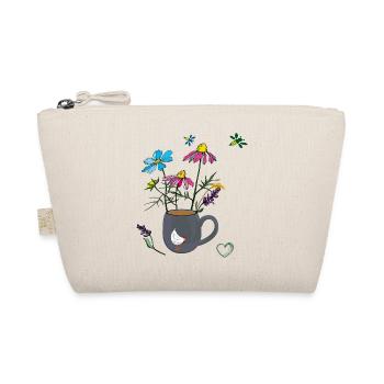 Blumen in einem Becher mit Huhn - Bio-Täschchen - Natur - Vorne