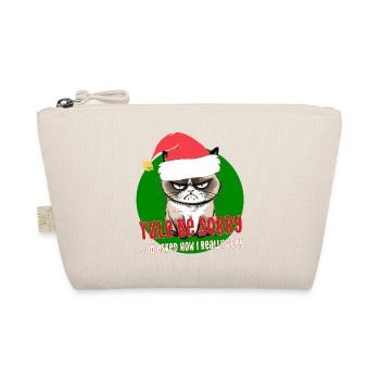 Wütende Weihnachtskatze mit Weihnachtsmütze Weihnachtsmütze Entschuldigung - Bio-Täschchen - Natur - Vorne