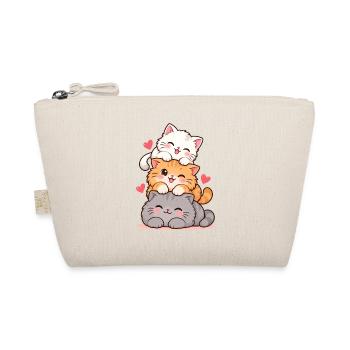 Katzenstapel mit Herzen - Bio-Täschchen - Natur - Vorne