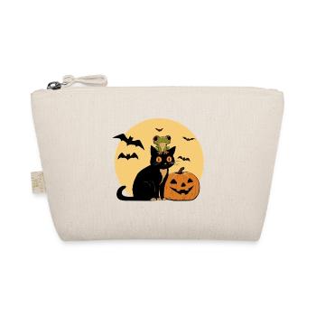 Nachtkatze Kürbis Halloween - Bio-Täschchen - Natur - Vorne