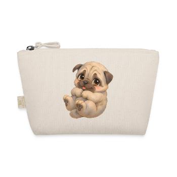Mops -Niedliches dunkles Mopsbaby mit großen Augen - Bio-Täschchen - Natur - Vorne