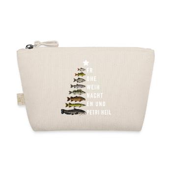 Angler Frohe Weihnachten Christbaum Fische - Bio-Täschchen - Natur - Vorne