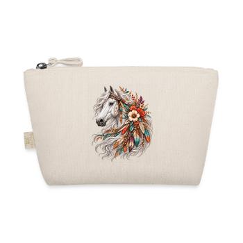Pferd mit Federenschmuck - Bio-Täschchen - Natur - Vorne