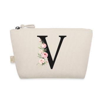 V Buchstabe Monogram Floral - Bio-Täschchen - Natur - Vorne
