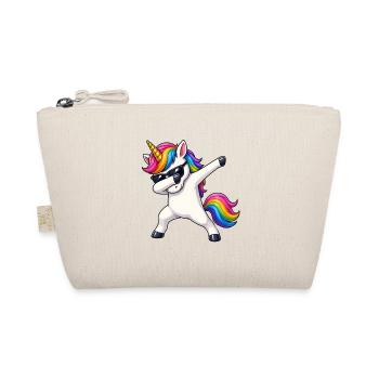 Regenbogen Unicorn Einhorn Dab mit Sonnenbrille - Bio-Täschchen - Natur - Vorne