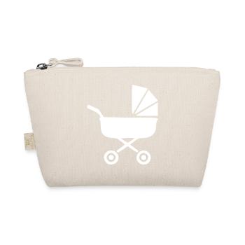 Weißer Kinderwagen Baby Geburt Junge Mädchen  - Bio-Täschchen - Natur - Vorne