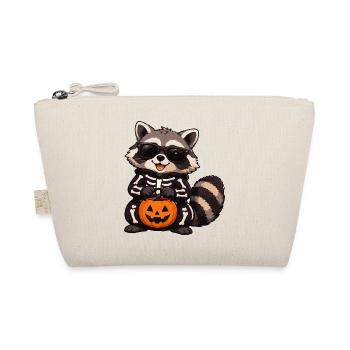 Skelett-Raccoon mit Kürbis - Bio-Täschchen - Natur - Vorne
