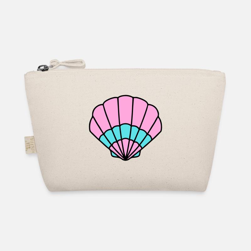 Shell pink turquoise - maritim Comic-Design Organic Pouch