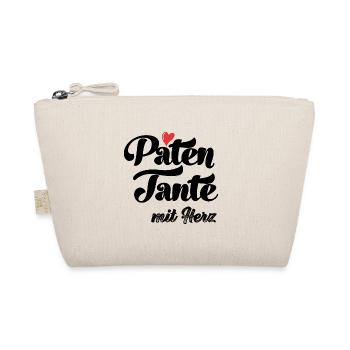 Patentante mit Herz Taufpatin Taufe - Bio-Täschchen - Natur - Vorne