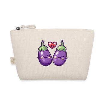 Aubergine Paar Liebe Herz Valentinstag - Bio-Täschchen - Natur - Vorne