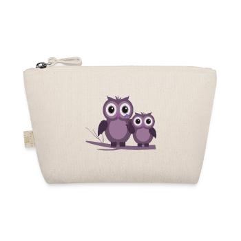 two owls purple plum lilac - Organic Pouch - nature - Front