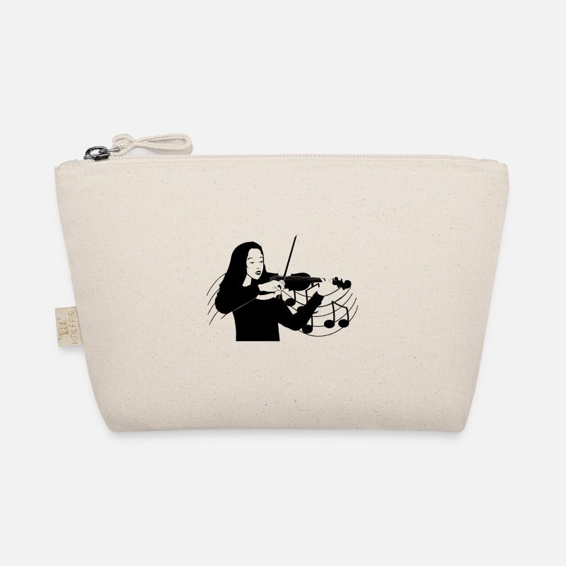 Stylized violinist plays violin score note Organic Pouch