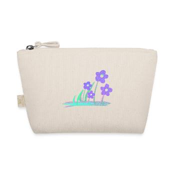 zwei blumen lila blau glitzer - Bio-Täschchen - Natur - Vorne