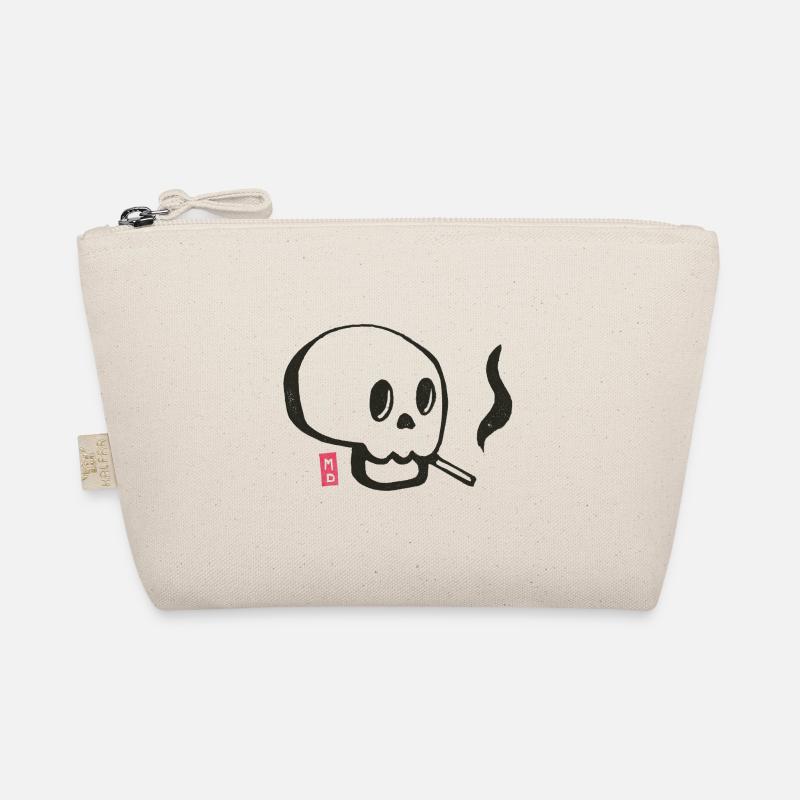 Schädel raucht eine Zigarette Bio-Täschchen