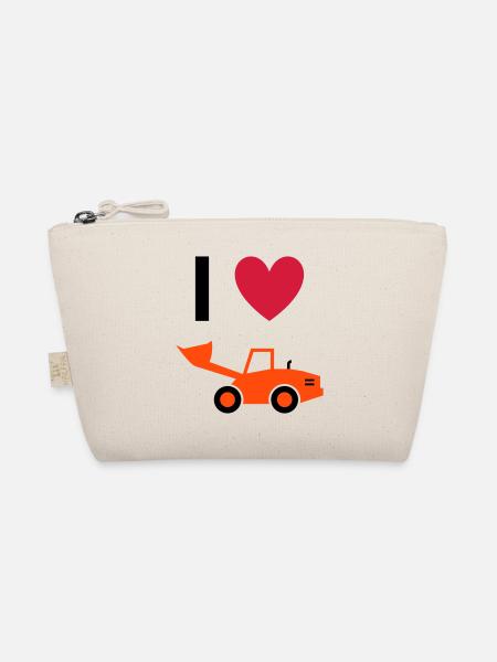 ★ Design colors can be changed ★ I love wheel loaders - Organic Pouch - nature - Front