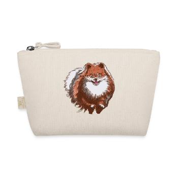 Süßer Spitz rennt auf dich zu - Spitz Hund Design - Bio-Täschchen - Natur - Vorne