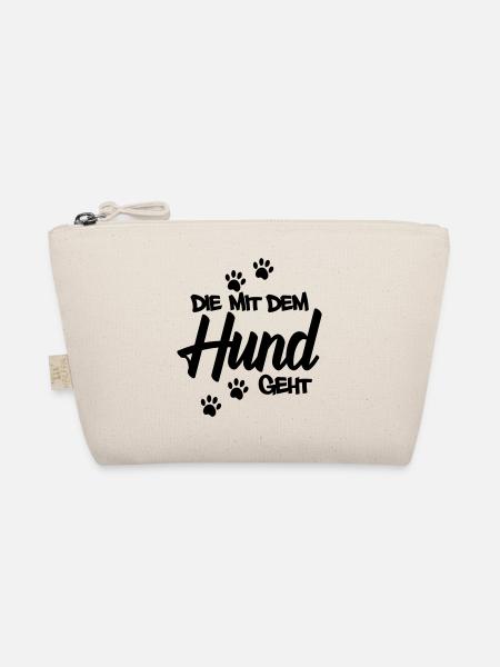 Die mit dem Hund geht | Farbe änderbar - Bio-Täschchen - Natur
