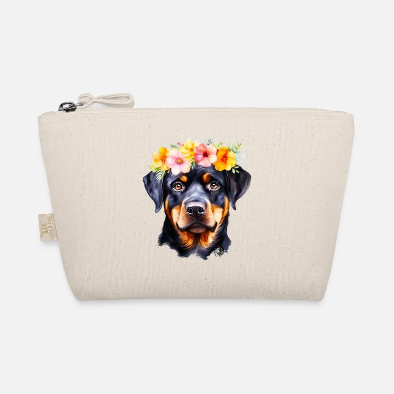 Chien Rottweiler avec Portrait de Couronne de fleurs Trousse biologique