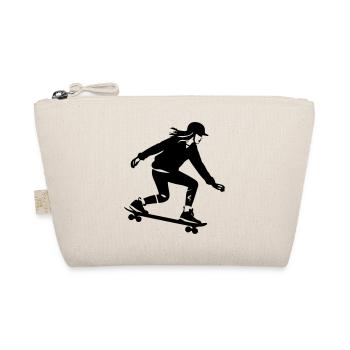 Skateboarding Frau Silhouette Skateboard - Bio-Täschchen - Natur - Vorne