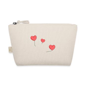 three hearts red balloon - Organic Pouch - nature - Front