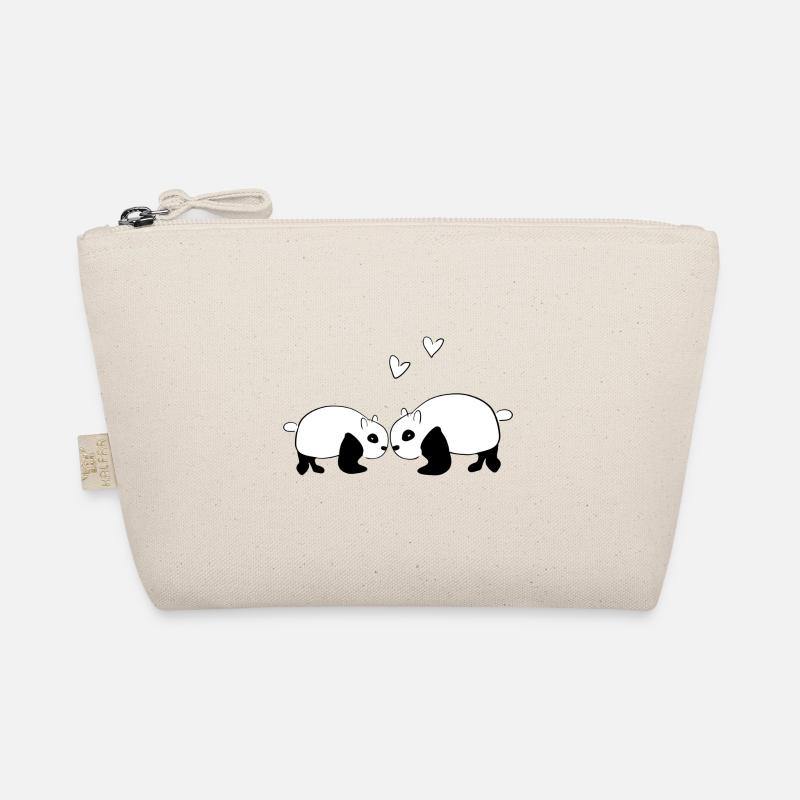 Panda Liebe Liebespaar Tier Tiere - Bio-Täschchen - Natur