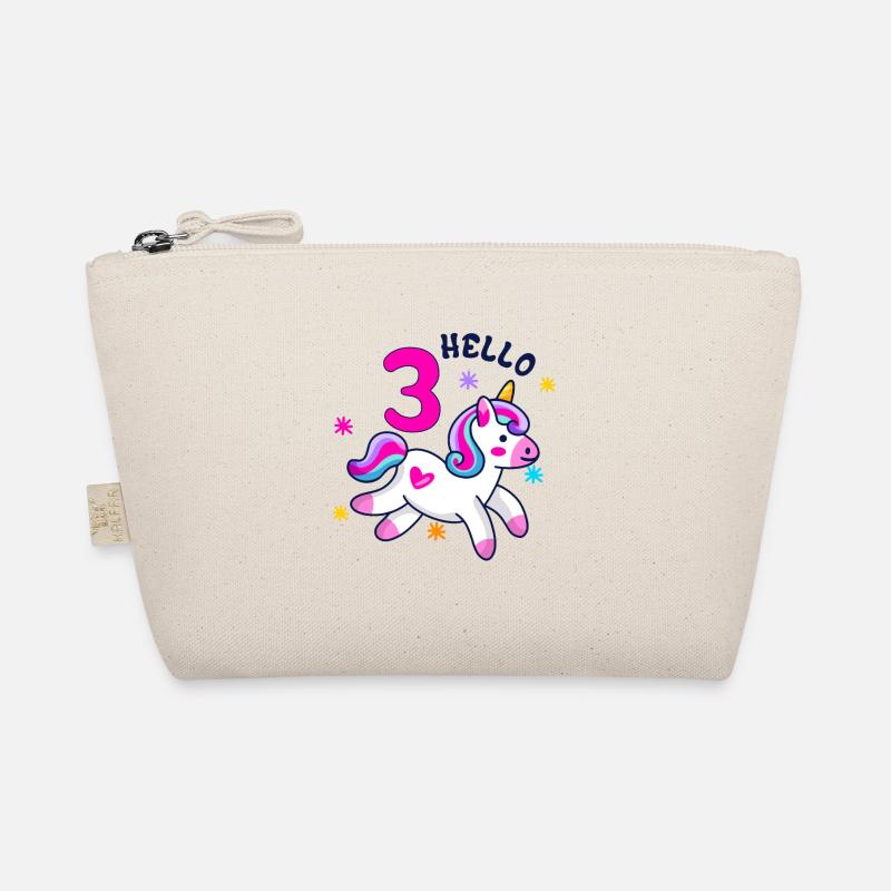 Hello Three Unicorn, third birthday, Magical Organic Pouch