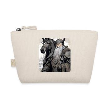 Stolzer Wikinger mit Pferd und Hörner Helm - Bio-Täschchen - Natur - Vorne