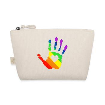 Lgbt rainbow heart print with heart, gay pride - Organic Pouch - nature - Front
