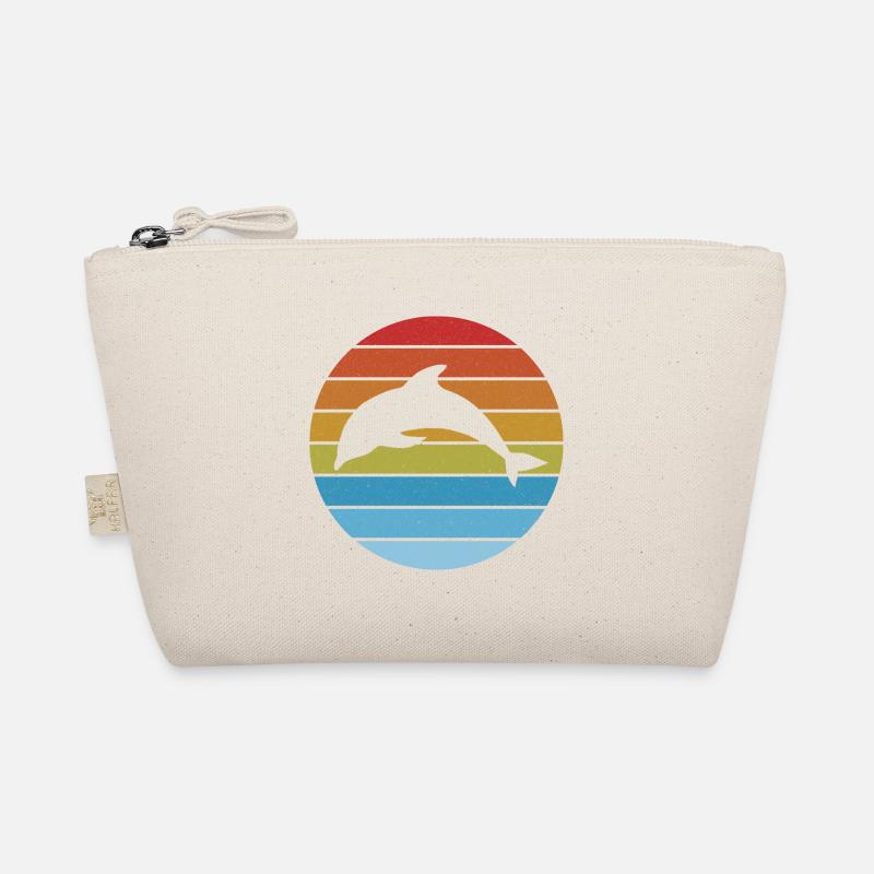 Vintage retro Streifen Delfin Silhouette - Bio-Täschchen - Natur