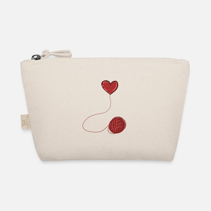 heart red symbol wool thread line Organic Pouch