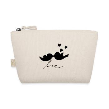 Valentine's Day Couple Bird Hearts Love - Organic Pouch - nature - Front