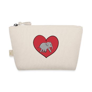 rotes Herz Tierliebe Elefant - Bio-Täschchen - Natur - Vorne