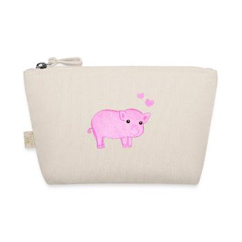 glitzer Schwein herzen tier - Bio-Täschchen - Natur - Vorne